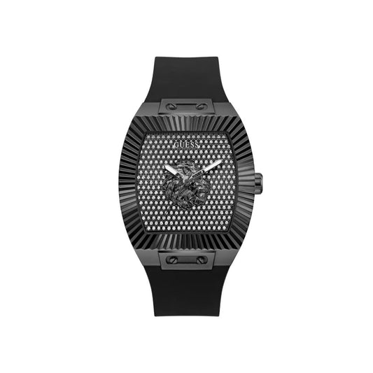 GUESS Quartz Black Dial Analog Silicone Strap Men's Watch GW1066G3