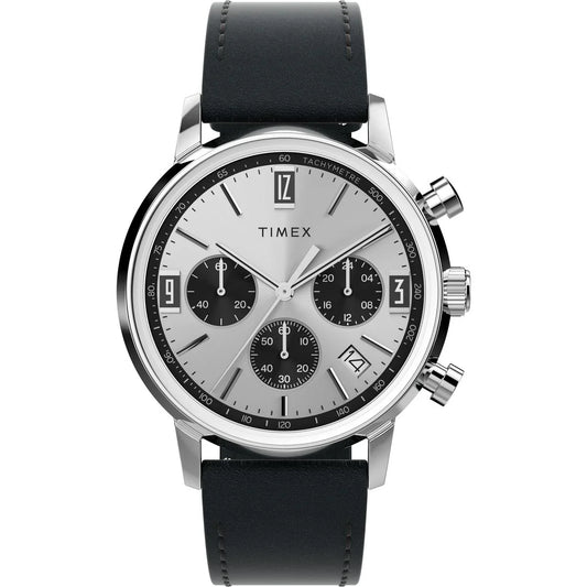 Timex Marlin Silver Dial Analog Leather Strap Men's Watch TW2W10300UJ